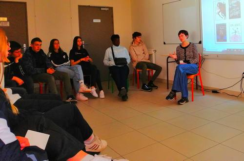 Flore Vesco à la rencontre des élèves de CAP Employé Polyvalent du Commerce au lycée Marc Seguin